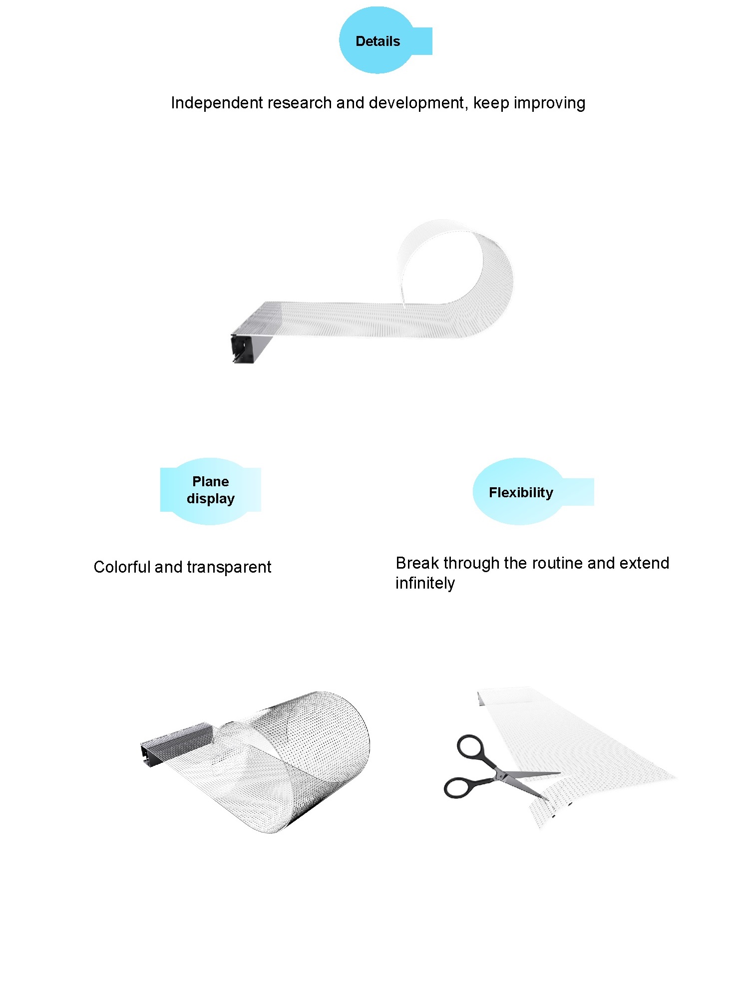 LED flexible transparent film display